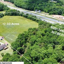 Aerial view of a +/- 10-acre multi-use property with over 900 feet of frontage adjacent to Interstate 85.